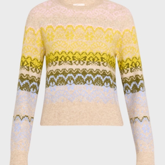 Cinq à Sept Women's Lace Fair Isle Pullover Size M - Picture 2 of 10